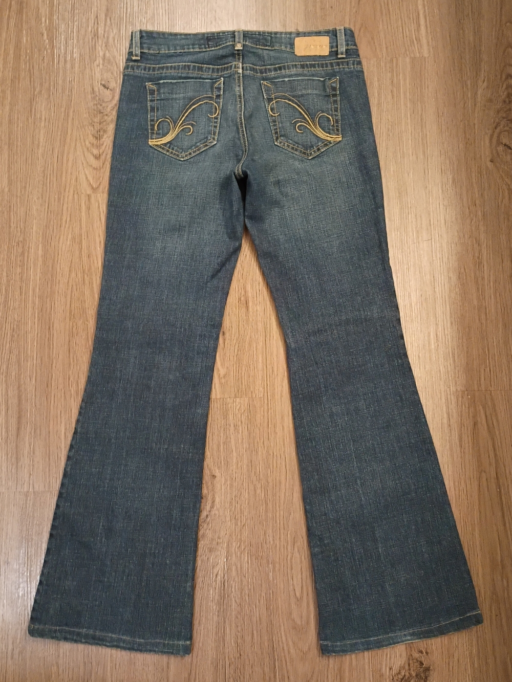 Grane Blue Flared Jeans with Gold Embroidered Back Pockets